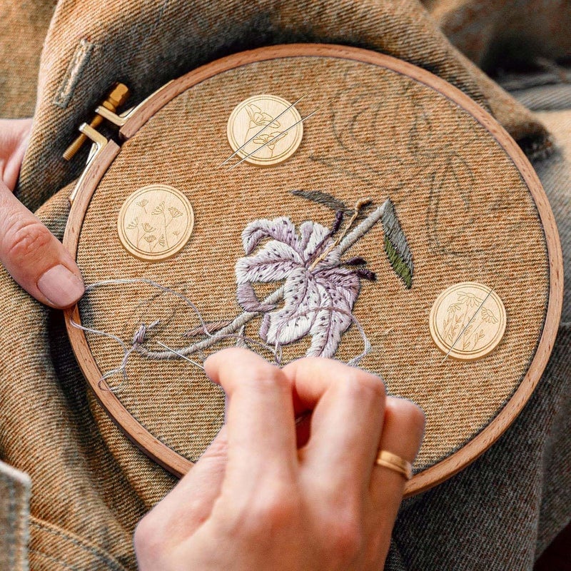 TXIN 6 Pieces Magnetic Needle Minder Holder Magnet Needle Nanny Keeper Flower Patterned Needleminder for Cross Stitch Embroidery Sewing Needlework Supplies - Image 5